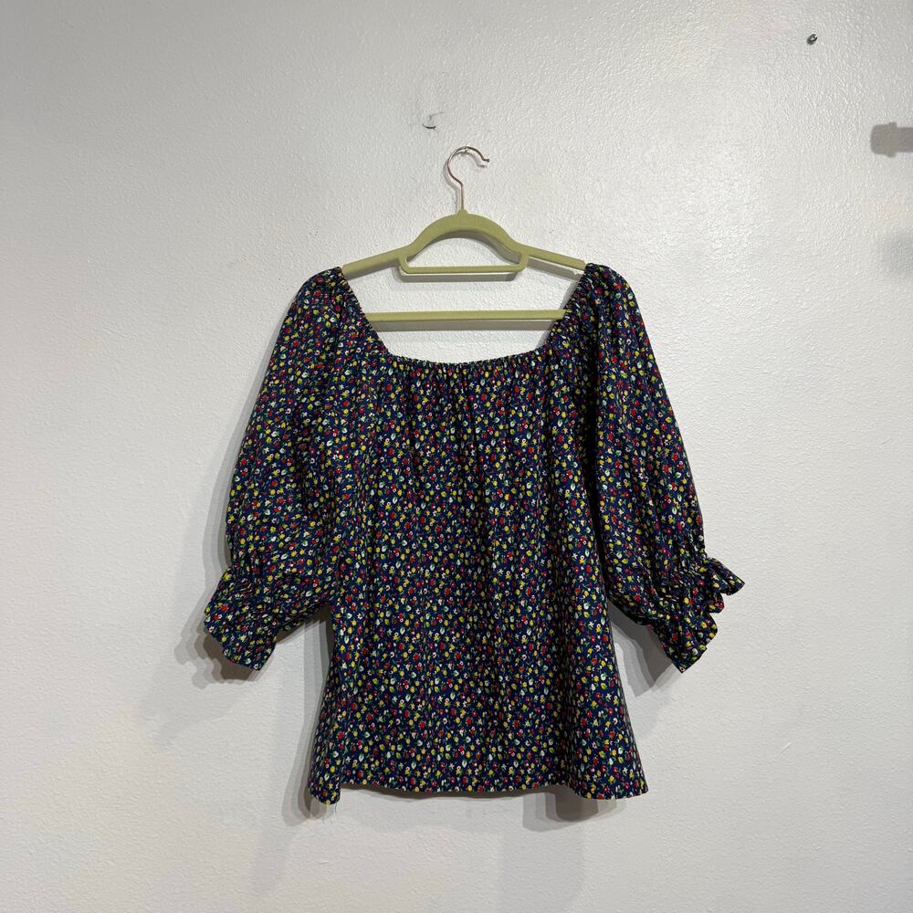 Mr Hank Blue Yellow Floral Patchwork Prairie 2 Piece Vintage Skirt Set Sz 12 - Picture 9 of 14